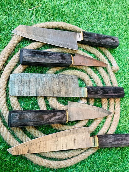 5Piece Handmade Damascus Steel Chef Knife Set  Rat Tail Tang 2