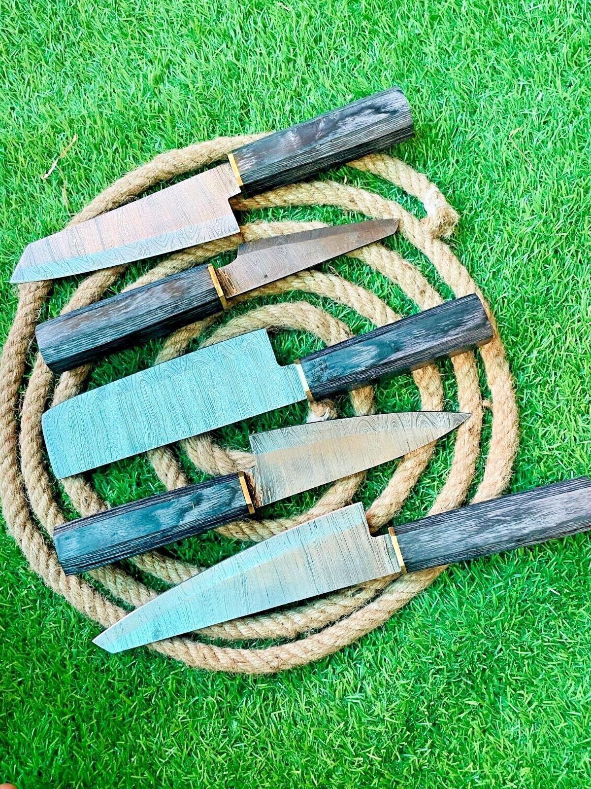 5-Piece Handmade Damascus Steel Chef Knife Set | Rat Tail Tang