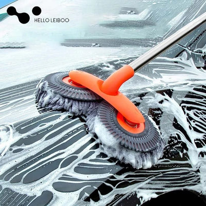 Telescopic Car Wash Mop with Chenille Brush and Replaceable Heads for Roof and Window Cleaning