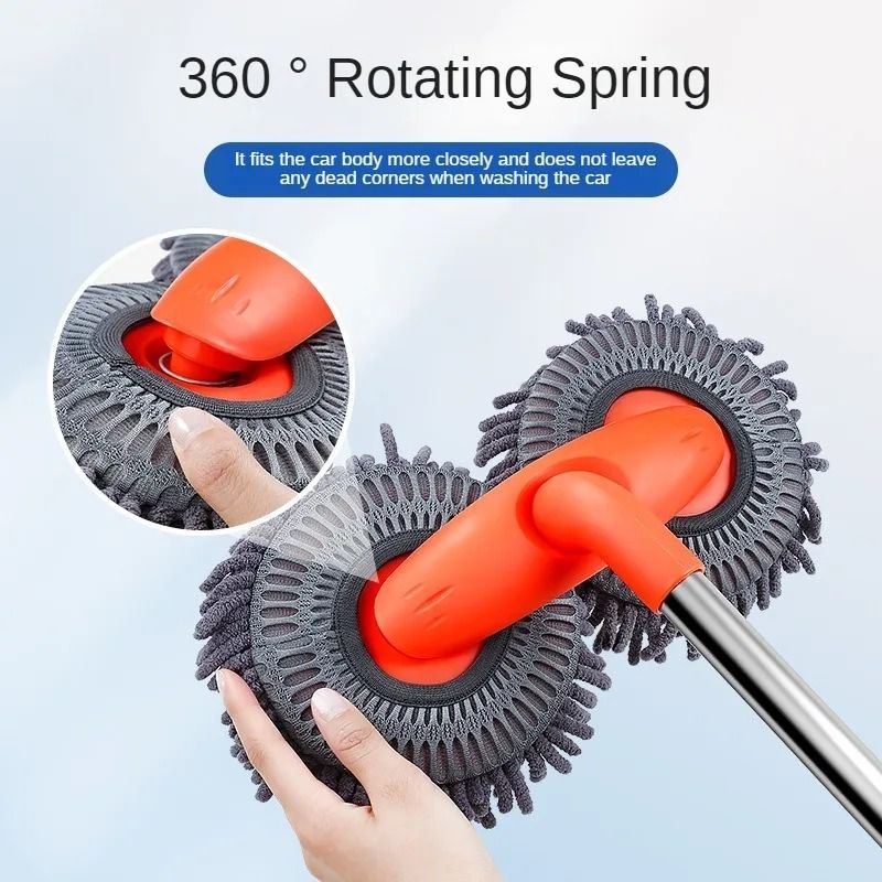 Telescopic Car Wash Mop With Chenille Brush And Replaceable Heads For Roof And Window Cleaning 2