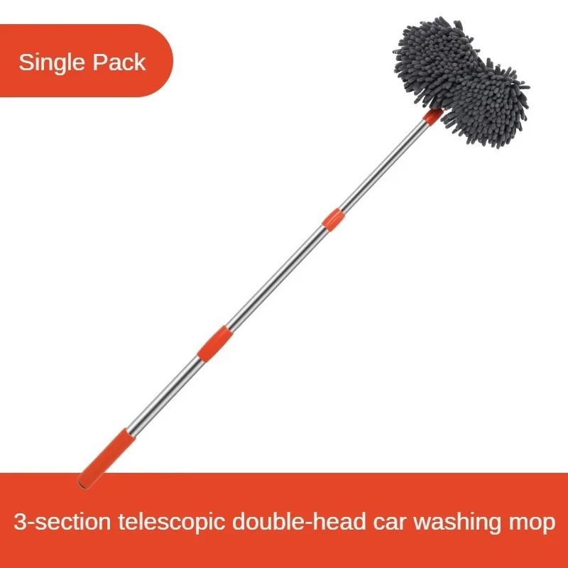 Telescopic Car Wash Mop With Chenille Brush And Replaceable Heads For Roof And Window Cleaning 6