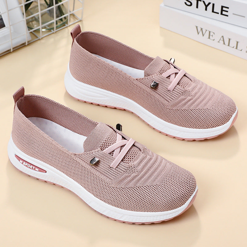 Women Casual Shoes Fashion Breathable Mesh Flat Sneakers Women Gym Shoes Comfortable Walking Pink F 3