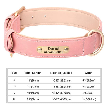 Personalized Dog Collar Custom Engraved PU Leather With Nameplate ID Tag 15