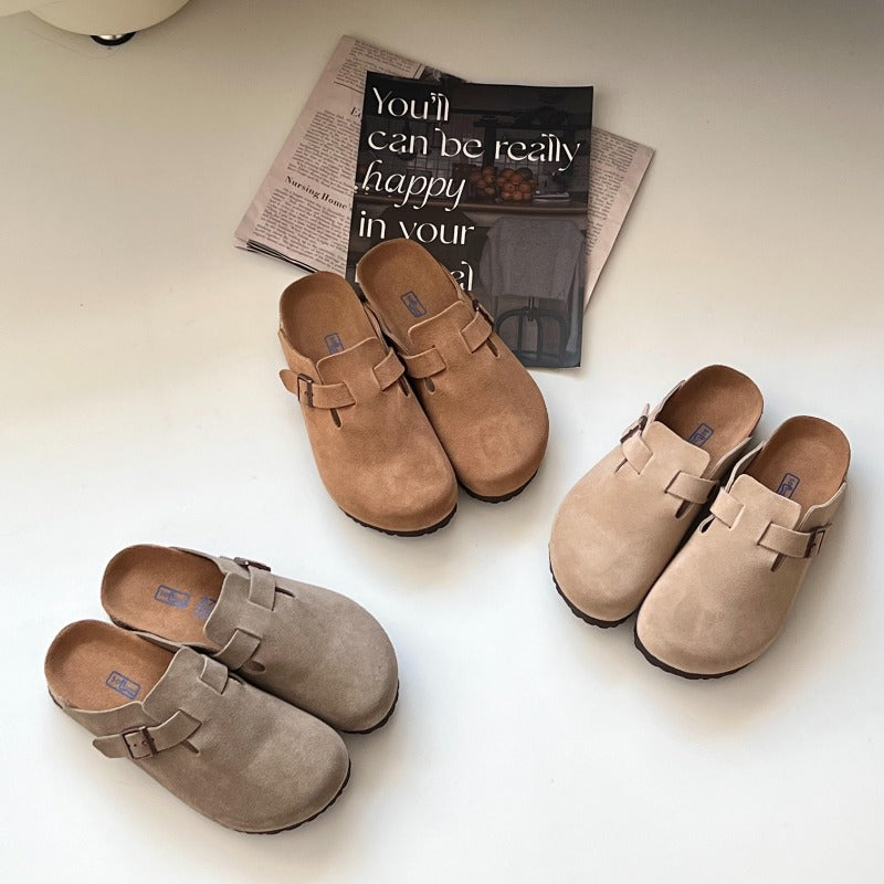 Leather Boken Slippers New Soft Bottom Half Drag Shoes For Men And Women Casual Outdoor Indoor Genu 1
