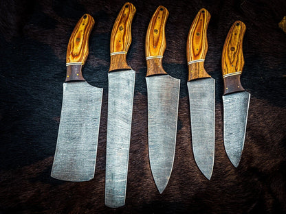 Custom Handmade Damascus Chef & Hunting Knife | Handcrafted Steel Blade with Luxury Handle & Sheath