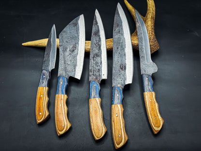 Custom Handmade Damascus Chef & Hunting Knife | D2 Steel Blade with Custom Handle & Sheath