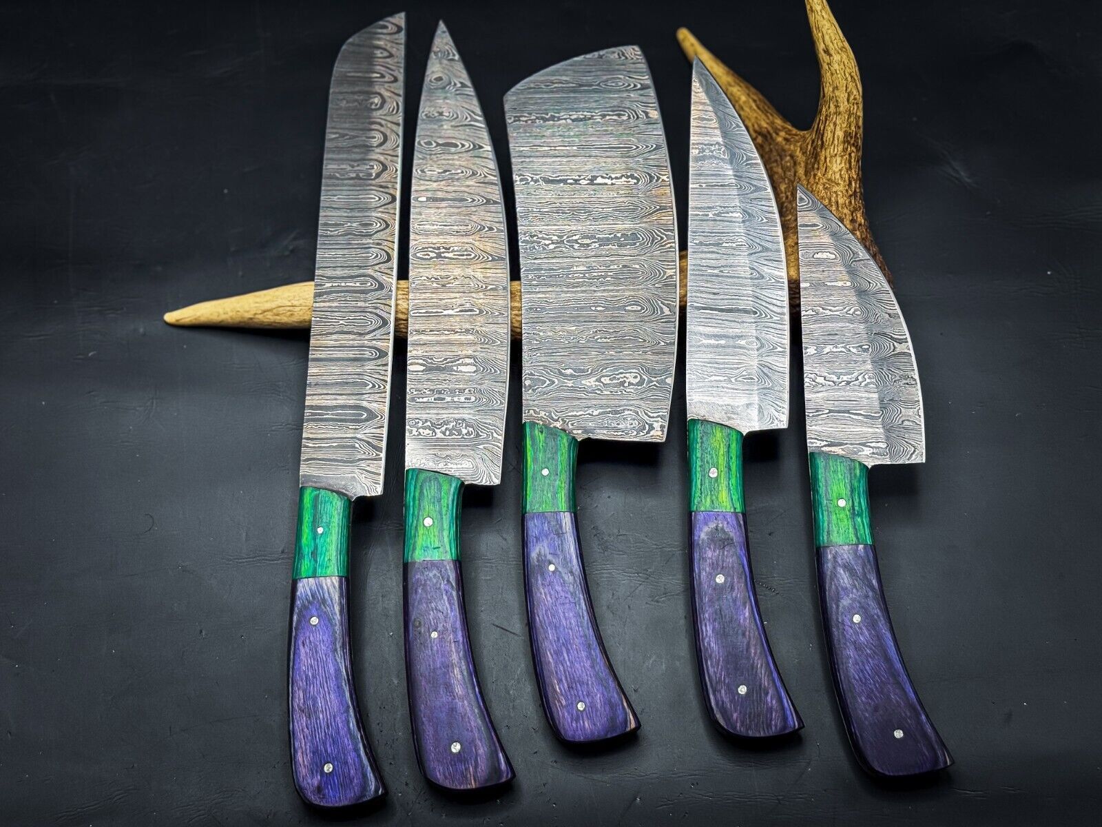 Custom Handmade Damascus Chef  Hunting Knife  D2 Steel Blade 2