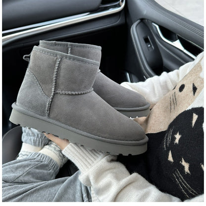 Winter Thick and Warm Boots for Women and Men, Real Leather and Fur, Mens and Women's Sheepskin and Wool Integrated