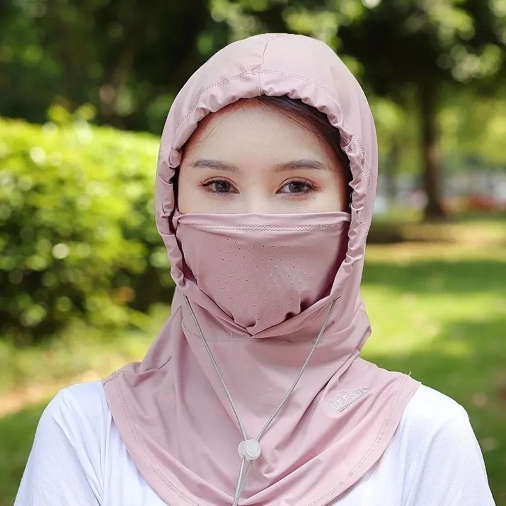 Pull Rope AntiUV Sunscreen Hat With Mask Shawl For Outdoor Sports 9