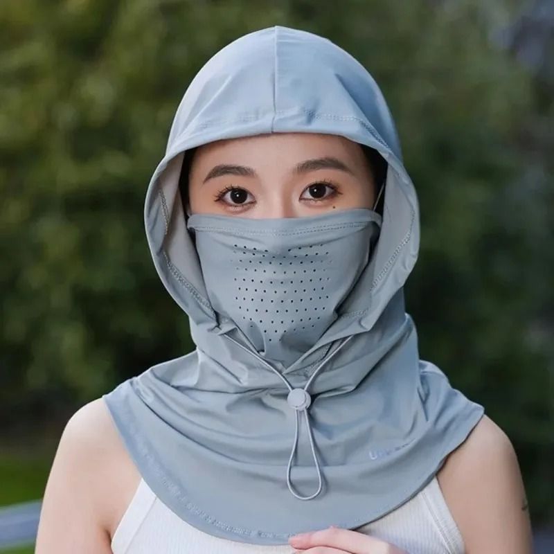 Pull Rope AntiUV Sunscreen Hat With Mask Shawl For Outdoor Sports 3