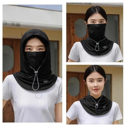 Pull Rope AntiUV Sunscreen Hat With Mask Shawl For Outdoor Sports 6