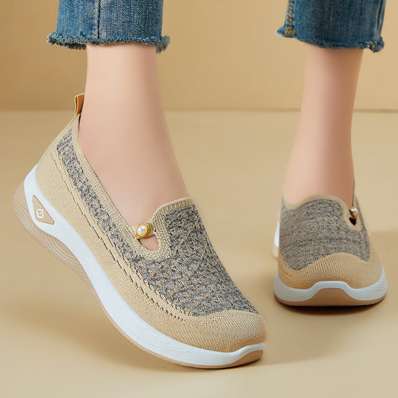 Lightweight Casual Shoes for Women, Spring Autumn Breathable Mother Shoes, Soft Sole Walking Shoes, Comfortable Single