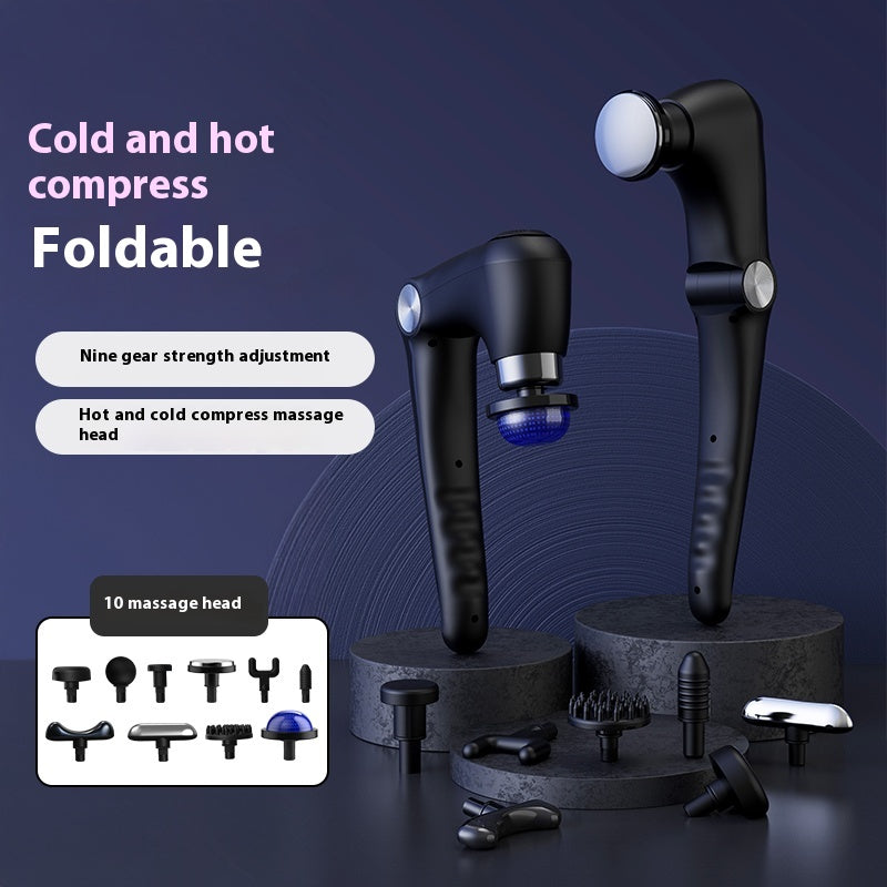 Adjustable Angles Portable Percussion Massager, Fascia Gun Massage with Hot and Cold Heads, Back Massager for Muscles