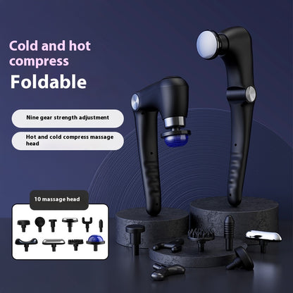 Adjustable Angles Portable Percussion Massager, Fascia Gun Massage with Hot and Cold Heads, Back Massager for Muscles
