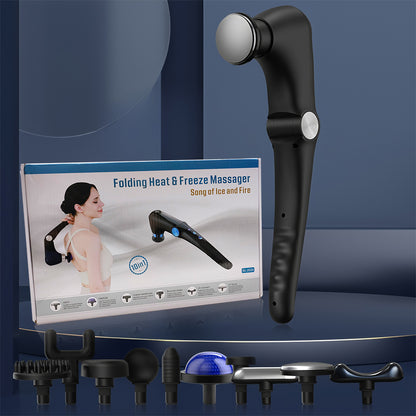 Adjustable Angles Portable Percussion Massager, Fascia Gun Massage with Hot and Cold Heads, Back Massager for Muscles