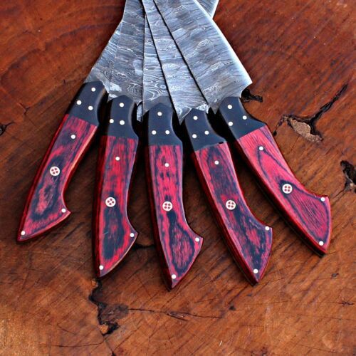Handmade Damascus Steel Chef Knives Kitchen Set With Leather Bag  Full Tang 2