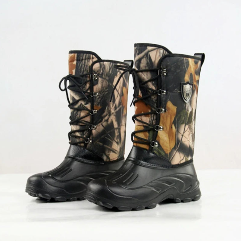 Waterproof Fishing Boots, New Big Tree Camouflage Mens Shoes, Winter Plush Boots, High Top Snow Boots for Outdoor