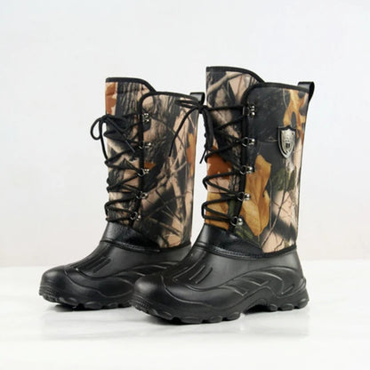 Waterproof Fishing Boots, New Big Tree Camouflage Mens Shoes, Winter Plush Boots, High Top Snow Boots for Outdoor