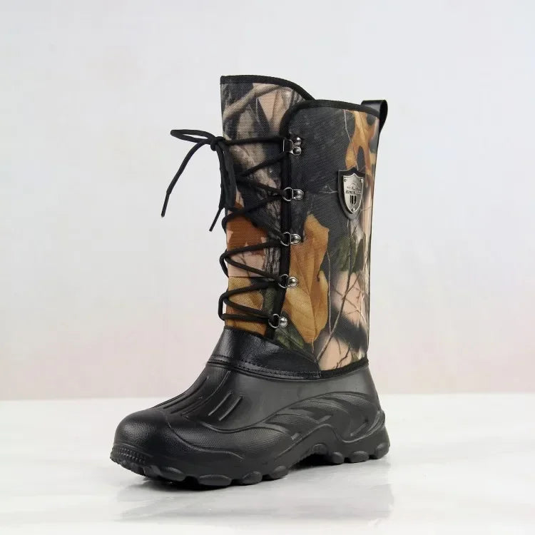 Waterproof Fishing Boots New Big Tree Camouflage Mens Shoes Winter Plush Boots High Top Snow Boots  7