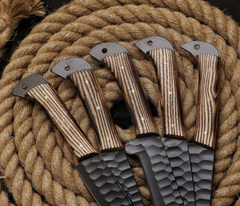 Custom Handmade Damascus Steel Chef Knife Set Of 5  Premium Kitchen Knives With Ergonomic Handles 1