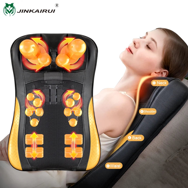 Upgrade Back Massager Deep with Heat, Neck Massage Pillow Electric Cushion, Tissue Kneading for Shoulder Relax Muscles