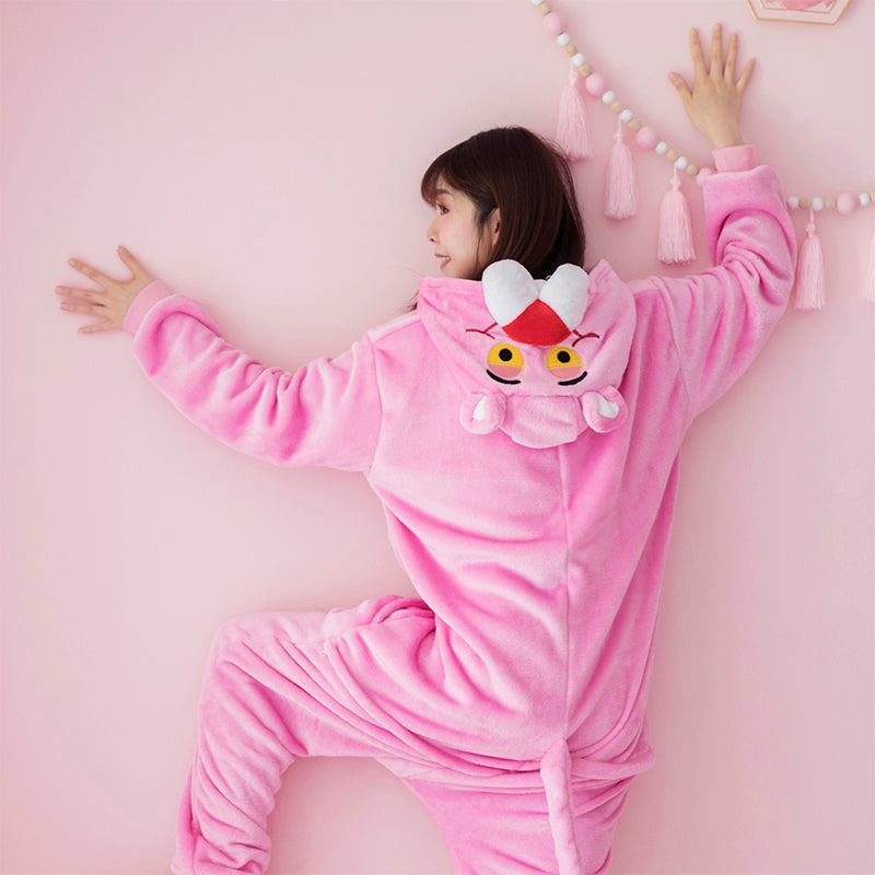 Pink Leopard Unicorn Pajamas Set Flannel Animal Pyjamas For Ladies Winter Nightie Sleepwear 3