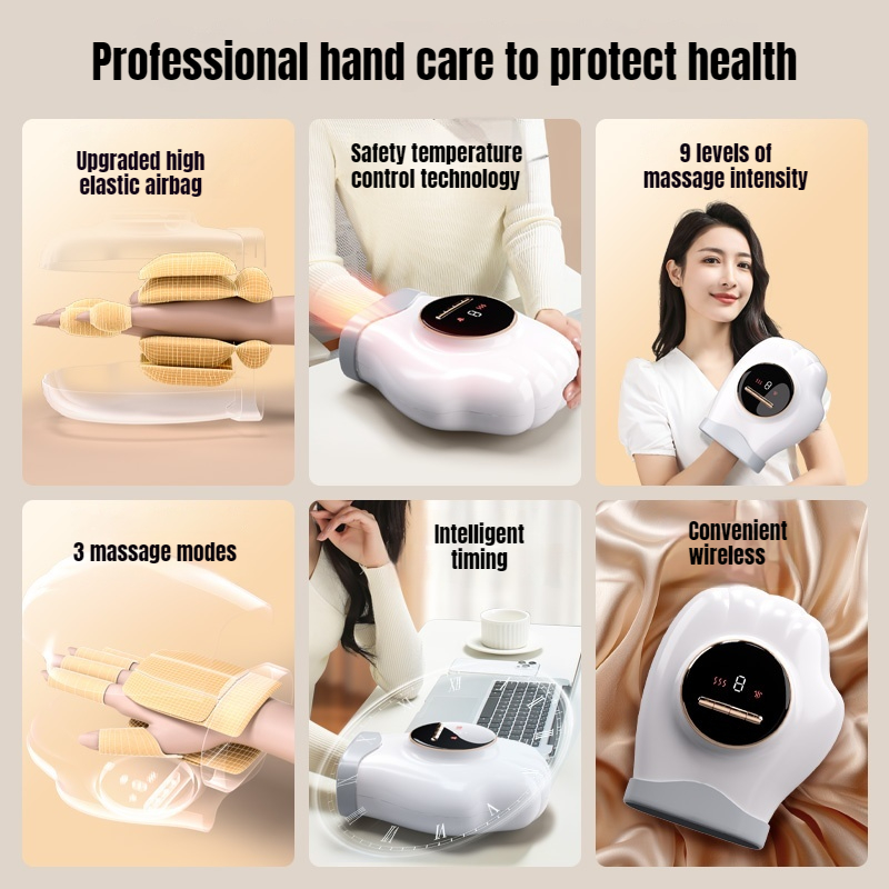 Hot Compress Air Pressure Hand Massager, Relieves Hand Fatigue, Air Wave Push Massage Home Massager