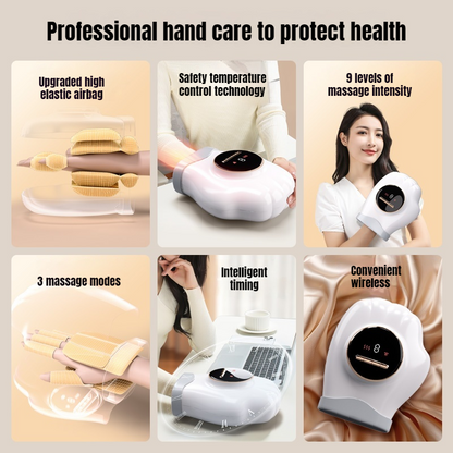 Hot Compress Air Pressure Hand Massager, Relieves Hand Fatigue, Air Wave Push Massage Home Massager