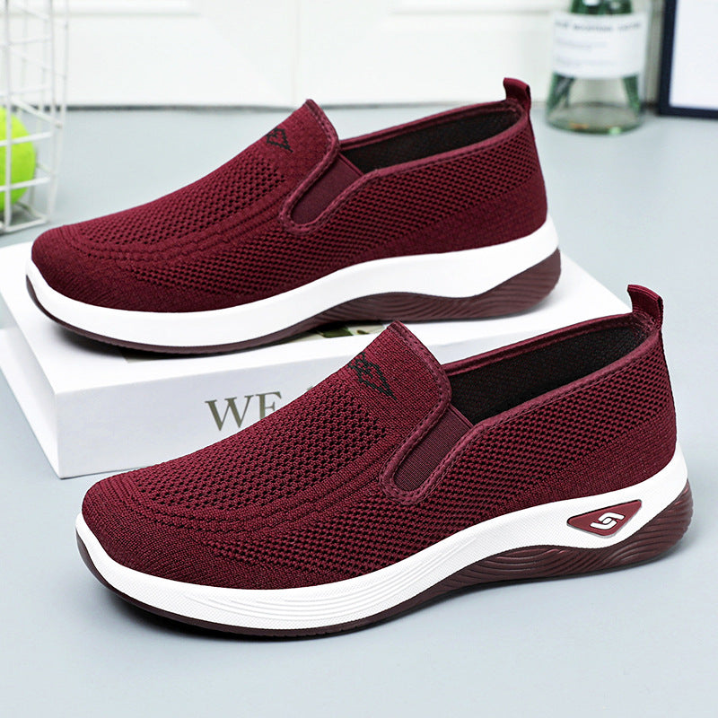 Knitted Breathable Womens Shoes Spring And Summer Sports Running Shoes Casual Platform Work Shoes 2