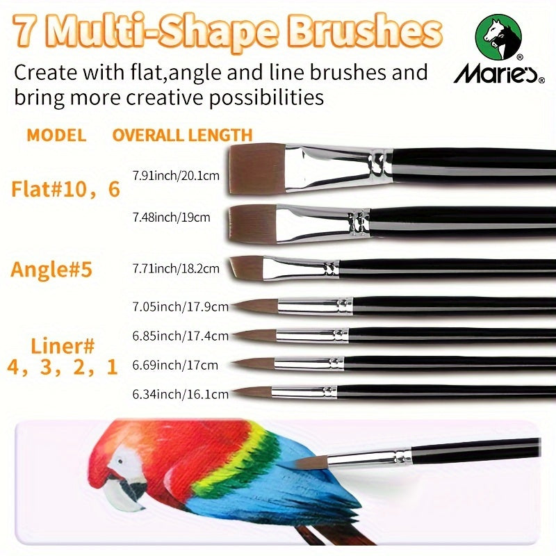 Marie's Oil Paint Kit, 19 Piece Set with 12 Vibrant Colors, 7 Brushes, Ideal Oil Painting Set for Beginners and Crafters
