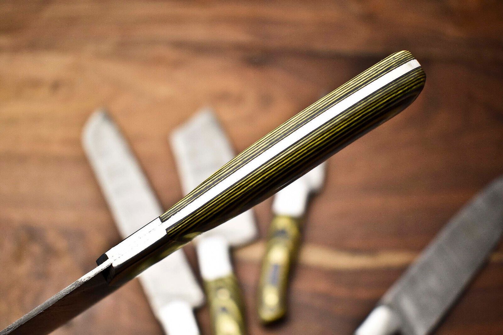 5Piece Handmade Hammered Damascus Steel Chef Knife Set  Professional Kitchen Cutlery 1