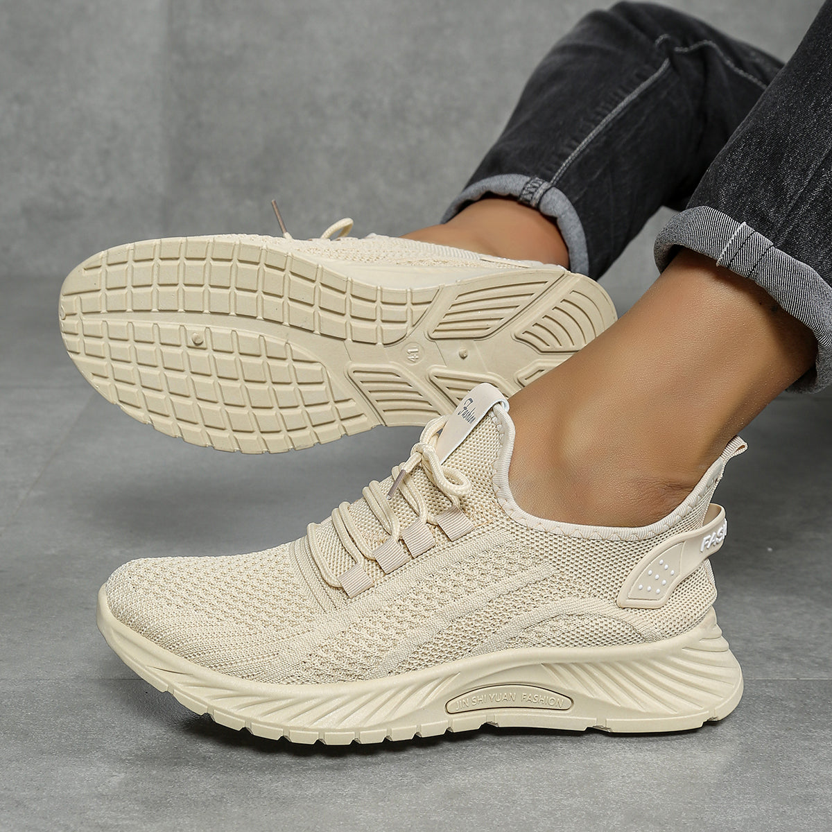 Women Shoes Casual Sneaker, New Fashion Leisure Sports, Cross-Border Factory Wholesale Trend Fly Weaving Single Shoes
