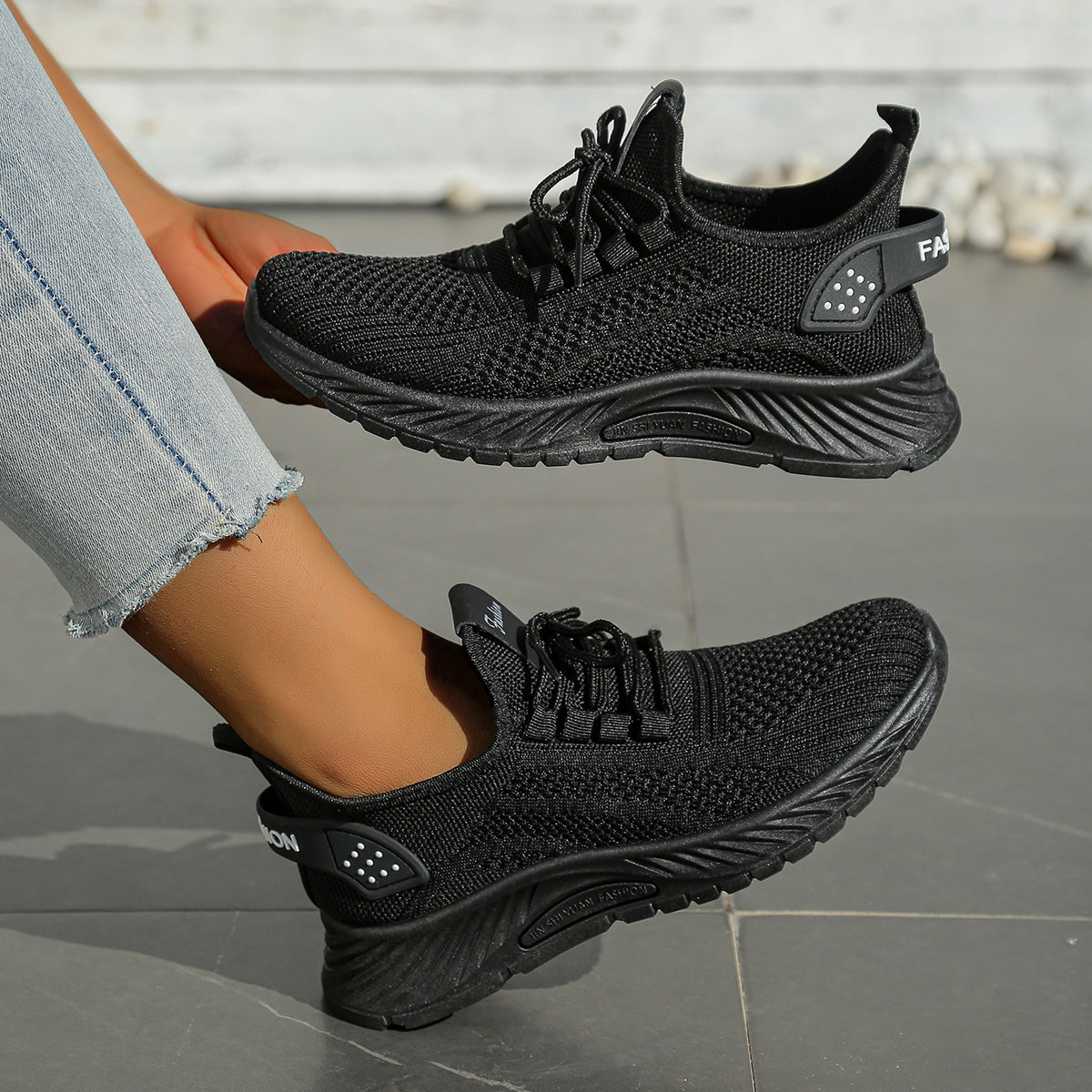 Women Shoes Casual Sneaker, New Fashion Leisure Sports, Cross-Border Factory Wholesale Trend Fly Weaving Single Shoes