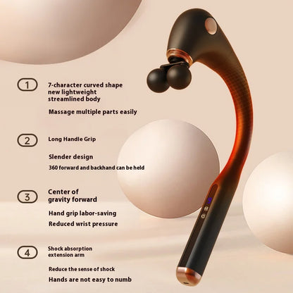 Handheld Extended Back Percussion Massage Hammer, U-shaped Double Elbow Fascia Gun, Long Handle Fascia Gun