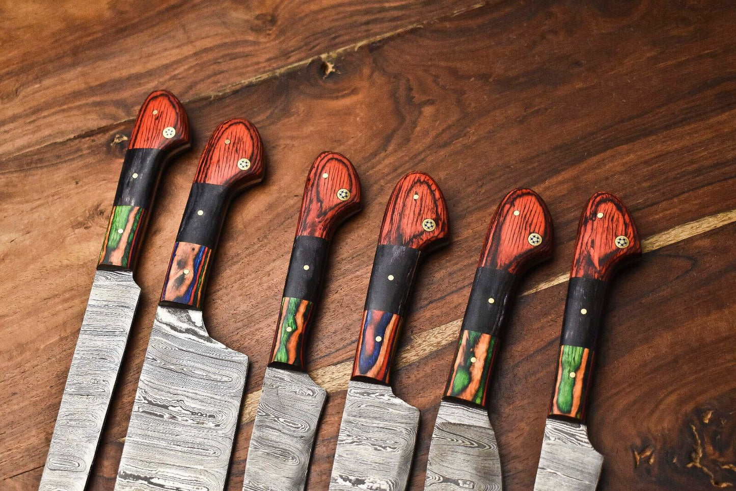 Lot Of 6 Premium Handmade Damascus Steel Kitchen Knives  Professional Chef Set 2