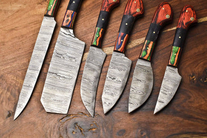 Lot Of 6 Premium Handmade Damascus Steel Kitchen Knives  Professional Chef Set 3