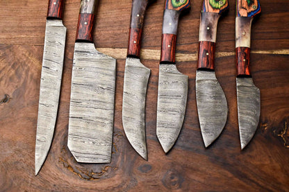 Lot Of 6 Premium Handmade Damascus Steel Kitchen Knives  Professional Set 3