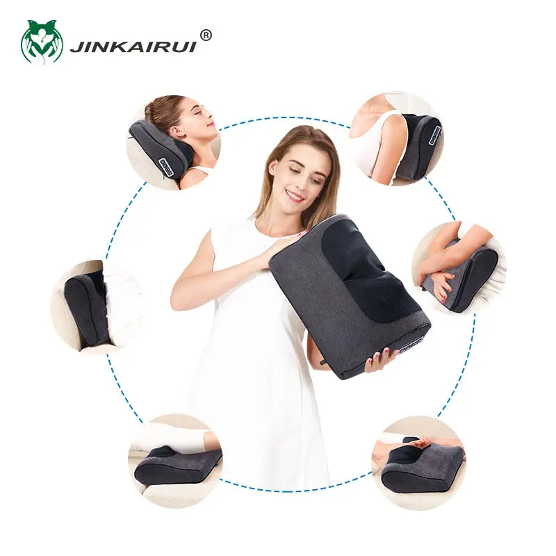 3D Deep Tissue Kneading, Shiatsu Back and Neck Massager with Heat, Electric Massage Pillow for Chair, Car, Shoulders
