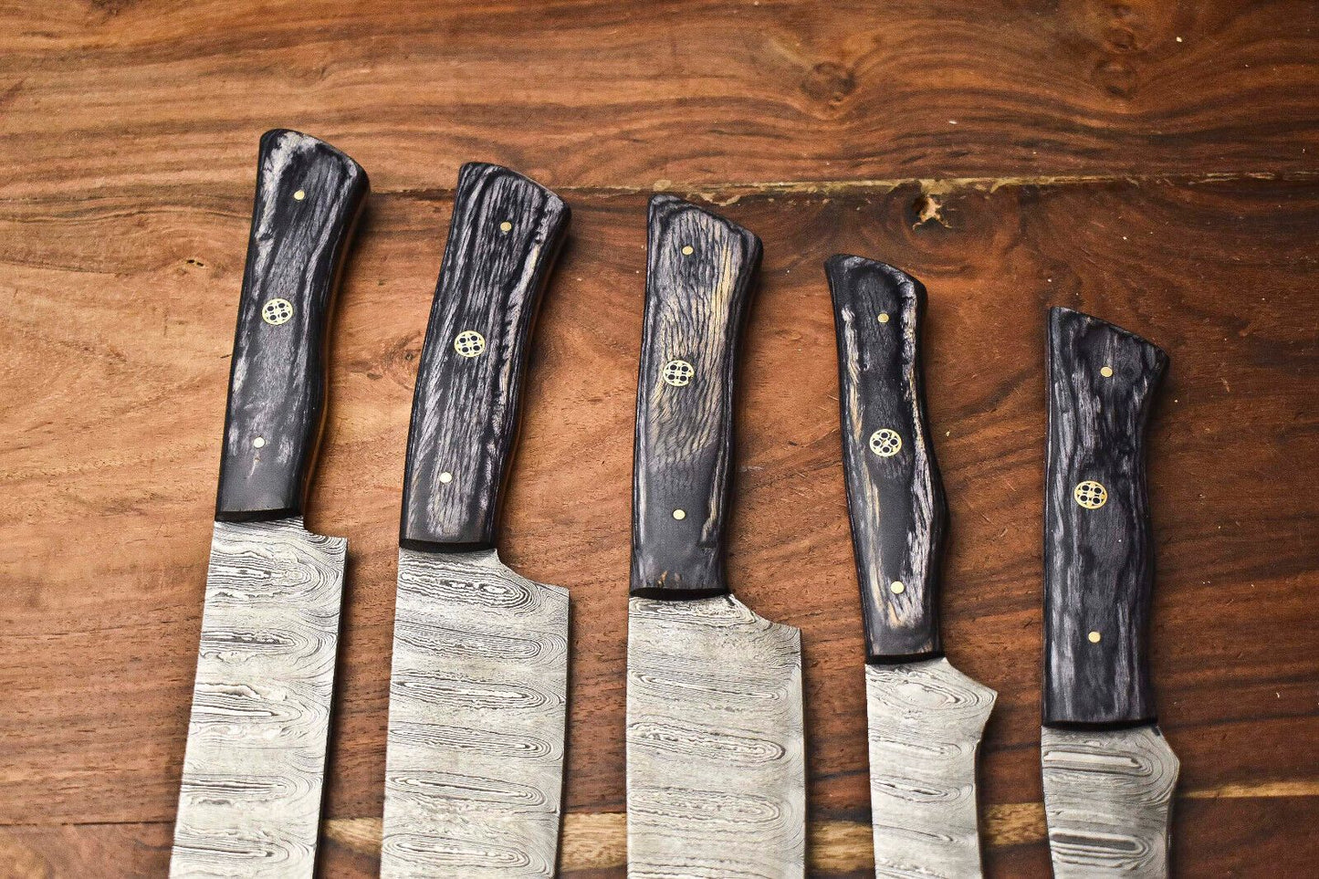 Artisan Handmade Damascus Steel Chef Knife Set  5Piece Hammered Kitchen Collection 1