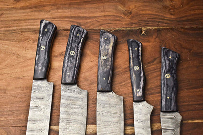 Artisan Handmade Damascus Steel Chef Knife Set  5Piece Hammered Kitchen Collection 1
