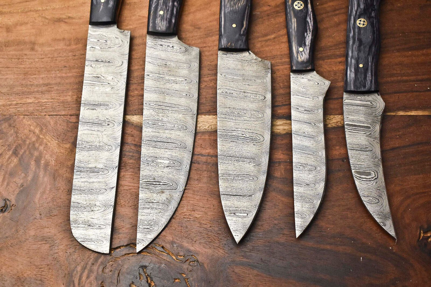 Artisan Handmade Damascus Steel Chef Knife Set  5Piece Hammered Kitchen Collection 2