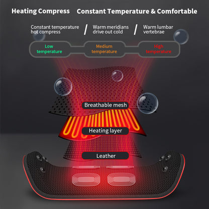 Waist Lumbar Comfort Care, Portable High Frequency Vibration, Traction EMS Waist Massager with Heating, Pneumatic