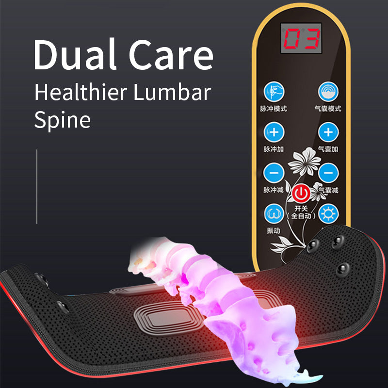 Waist Lumbar Comfort Care, Portable High Frequency Vibration, Traction EMS Waist Massager with Heating, Pneumatic