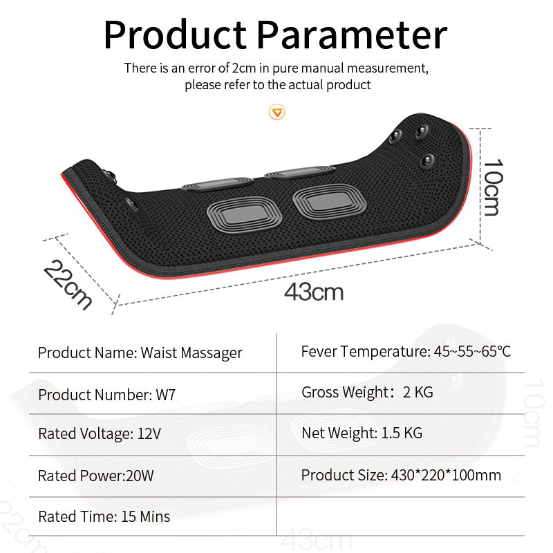 Waist Lumbar Comfort Care, Portable High Frequency Vibration, Traction EMS Waist Massager with Heating, Pneumatic