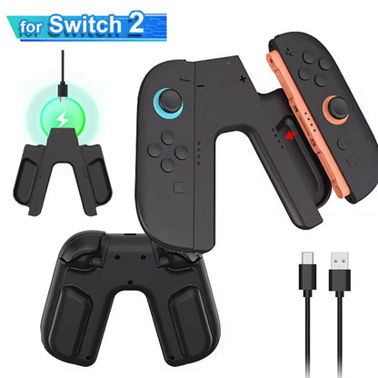 Nintendo Switch 2 Joycon Charging Grip, Controller Handle Charging Dock Station, Protective Bracket and Accessory Holder
