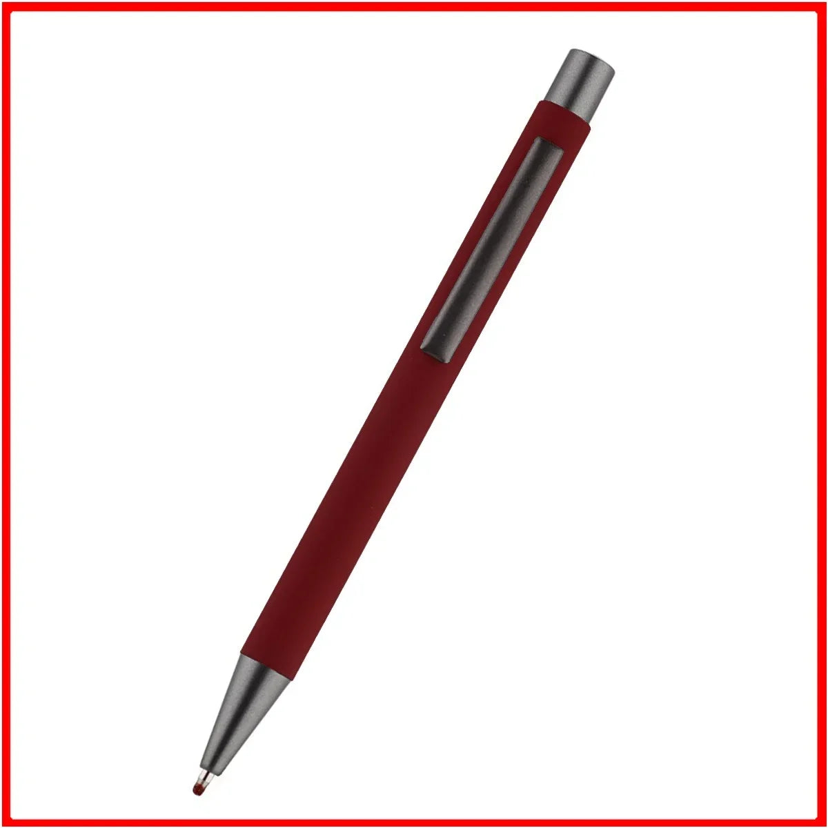 Custom Logo Pen 50pcs Metal Ballpoint Pen With Rubber Texture Grip Laser Engraving For Advertising  2