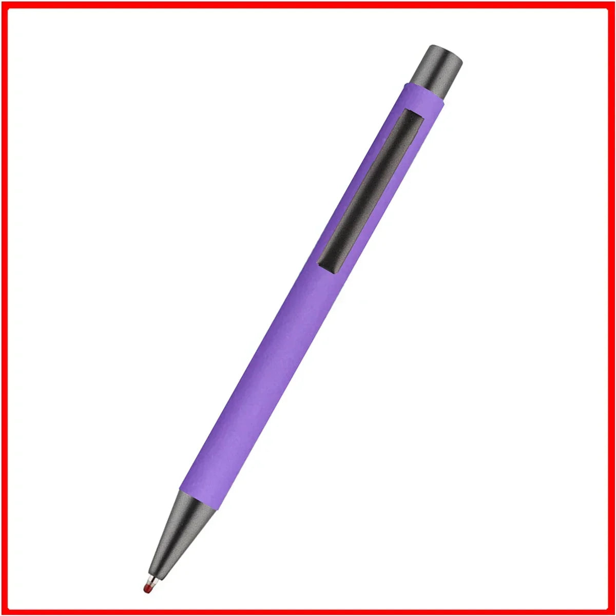 Custom Logo Pen 50pcs Metal Ballpoint Pen With Rubber Texture Grip Laser Engraving For Advertising  3