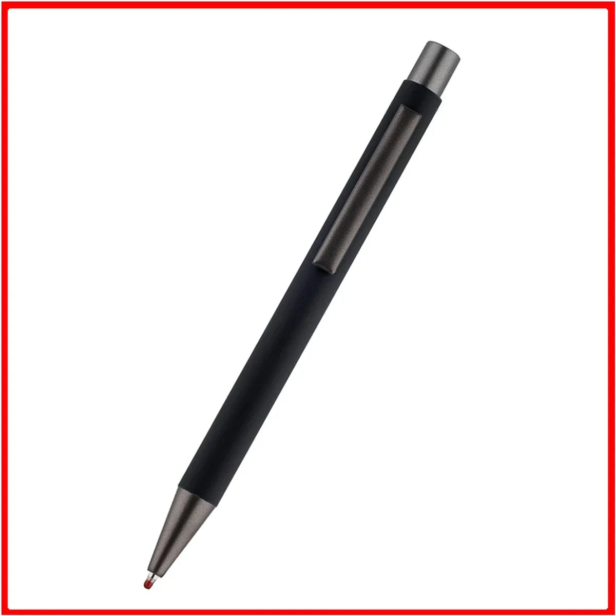Custom Logo Pen 50pcs Metal Ballpoint Pen With Rubber Texture Grip Laser Engraving For Advertising  5