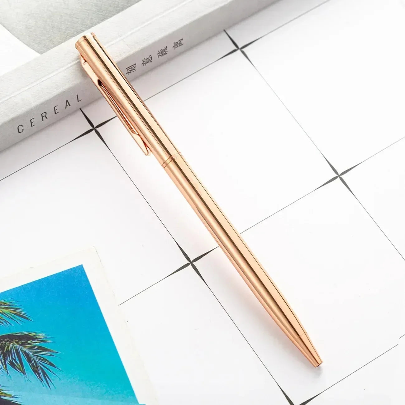 Custom Rose Gold Pens Slim Metal Ballpoint Pens With Engraved Name Or Logo Ideal For School Office
