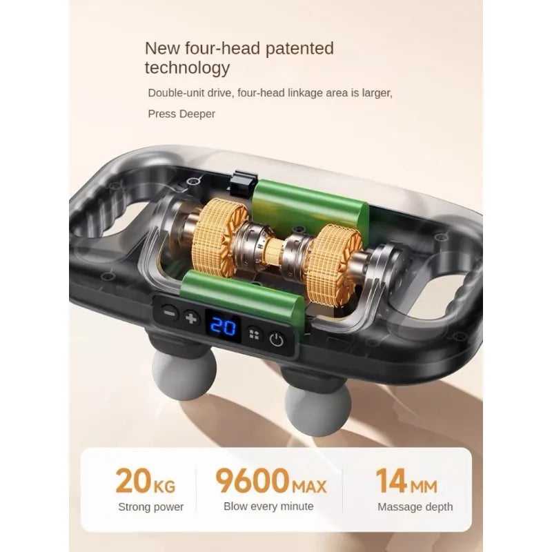 Professional Grade Wireless Waist Massage Four Head Fascia Gun Back Deep High Frequency Muscle Rela 1